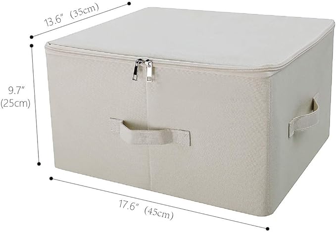 iwill CREATE PRO 3-Pack Beige Folding Storage Boxes with Zip Lid | Collapsible & Stackable Rigid Organizer Bins for Clothes, Blankets, Books