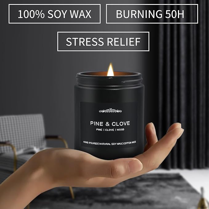 Men Candles Gift Set - 28oz Soy Wax 200h Long Lasting Candle, Masculine Scented Candles with Pine/Sandalwood/Amber/Oakmoss - Candles for Home Scented, Birthday, Father's Day, Man Cave Decor