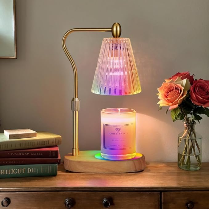 Engpure Candle Warmer Lamp with 7 LED Colors Changing,Candle Warmer with Timer Dimmer, Electric Candle Lamp with Adjustable Height Home Decor for Secented Jar Candles Christmas Gift for Mom Women