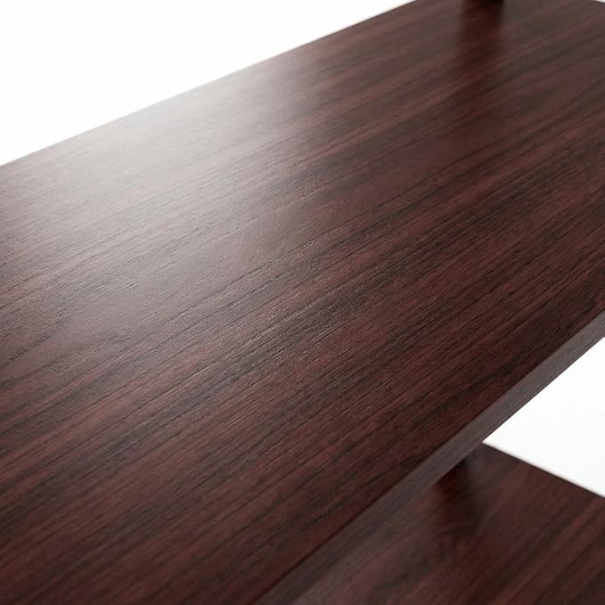Furnifact Dark Cherry Black Bookcase with Wooden Construction and Modern Design, Sturdy Storage Solution for Living Room or Office, Elegant Finish