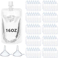 100 Pcs Plastic Pouches Bulk Clear Juice Bags Squeeze Pouches Plastic Leak Proof Bags with Funnel for Party Favors (16 oz)