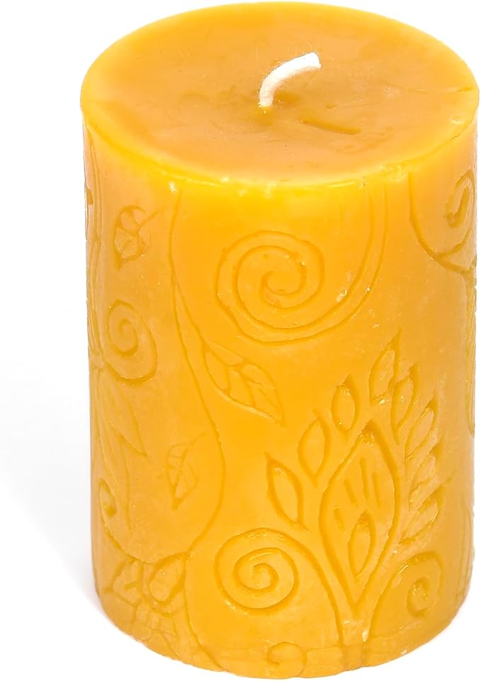 BeeTheLight Beeswax Pillar Candle - 100% Pure Bees Wax - Choose Your Size and Color - Up to 72 Hour Burn Time - Approx. 2x3, 3x4, 3x6 - Unscented - Natural Light Honey Scent (Natural Yellow, Small)