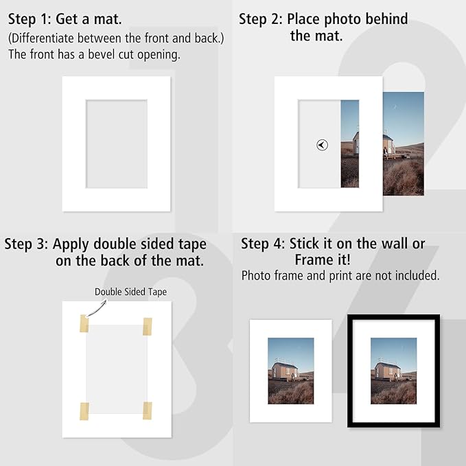 Golden State Art, Pack of 25, Acid-Free White Pre-Cut 8x10 Picture Mat for 5x7 Photo with White Core Bevel Cut Frame Mattes