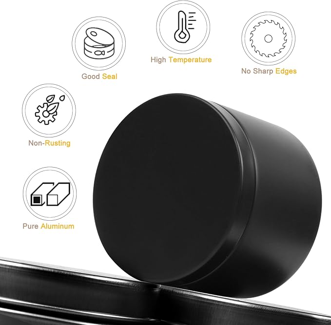 DINGPAI 24 Pcs Black Candle Tins, 4 oz Black Empty Candle Tin with Lids for DIY Candles Making, Matte Full Black Candle Jars for Candle Making, Storage, Christmas Candle Gifts