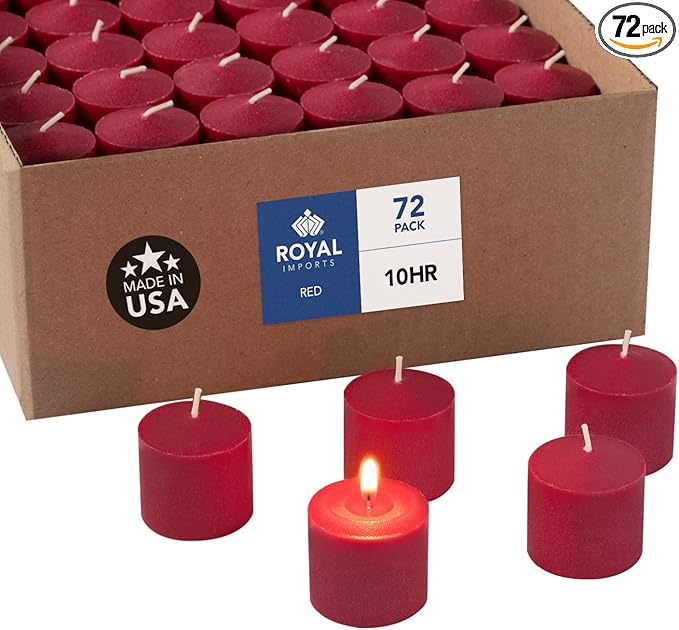 Votive Candles Unscented Candles for Wedding Centerpieces - Red, Pack of 72 Dripless Wax for Parties, Aromatherapy, Devotional, Home Décor, Spas & Holiday Gifts – Royal Imports