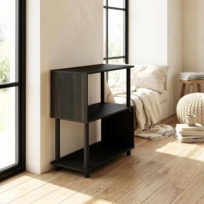 Furnifact Espresso Bookcase with Sturdy Wood Construction, Modern Design, Ample Storage Space for Home or Office Use