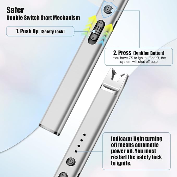 LcFun 4 Pack Candle Lighter Electric USB Rechargeable Plasma Arc Lighter with Safety Lock, Windproof Flameless Long Matches for Candle, Grill, BBQ, Camping Gifts for Women