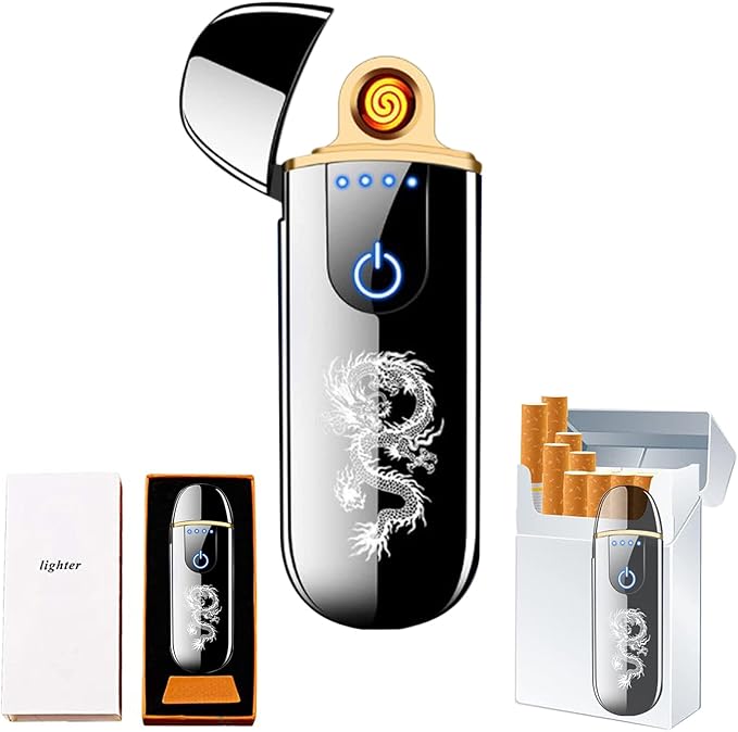 Dragon Smart Electronic Lighter - Mini USB Rechargeable, Windproof, Flameless, Touch Ignition Plasma Lighter with Power Indicator