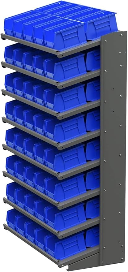 Akro-Mils 30237 AkroBins Plastic Storage Bins, Space-Saving Stackable Bins for Garage, Pantry, Craft Organization, 9" x 6" x 5", Blue, 12-Pack