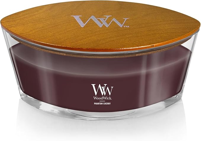 WoodWick Phantom Cherry Scented Ellipse Candle, Crackles as it Burns, Up to 50 hrs Burn time, Great for Gifting, 16oz