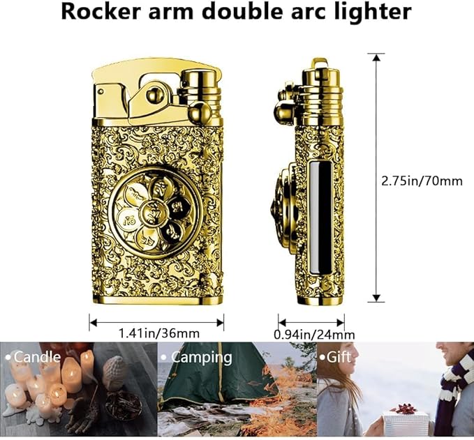 GADATOP Electric Lighter Rechargeable USB Lighter Personalized Creative Lighters Plasma Cool Lighters LED Battery Indication Gifts for Men Boyfriend Husband (Gold)