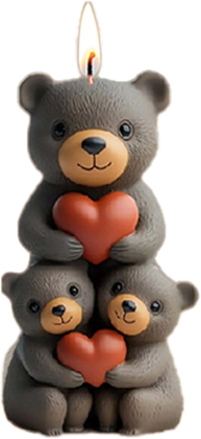Rose Bear Heart Cylinder Silicone Wave Spiral Candle Mold - Silicone Resin Casting Molds for Candle & Resin & Soap Craft Supplies