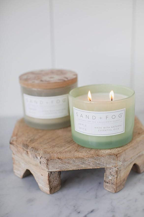 Sand + Fog Scented Candle - Apple Spice – Additional Scents and Sizes – 100% Cotton Lead-Free Wick - Luxury Air Freshening Jar Candles - Perfect Home Decor – 12oz