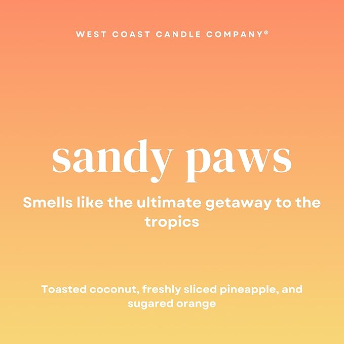 Sandy Paws | Pet Friendly Candle | Soy-Free Coconut Apricot Wax | Clean Burning | Non-Toxic | Veterinarian Approved | Pet Odor Eliminator | Air Freshening Scented Candle | 9 oz