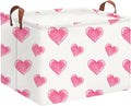 Rectangle Storage Basket with Handles,Collapsible Storage Bin,Books Box,Gift Basket(Watercolor Heart)