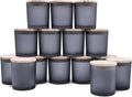 SHOWIN 8 OZ Thick Candle Jars for Making Candles 15 Pcs, Empty Jars with Wood Lids for Candle Making, Sample Container, Frosted Grey
