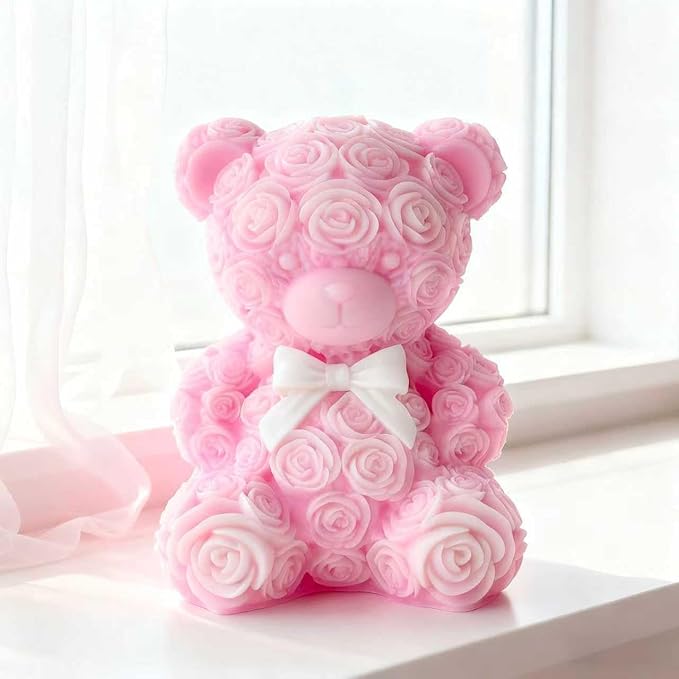 Rose Bear Heart Cylinder Candle & Resin Mold - Resin Casting Silicone Molds for Home Decor & Candle Making Wave Spiral Mold