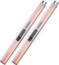 RAYONNER Rechargeable Electric Candle Lighter Windproof Plasma Arc Lighter for Deep Jars BBQ Camping Flameless Fire Starter Christmas Stocking Stuffers Gift (2 Pack - Rosegold)
