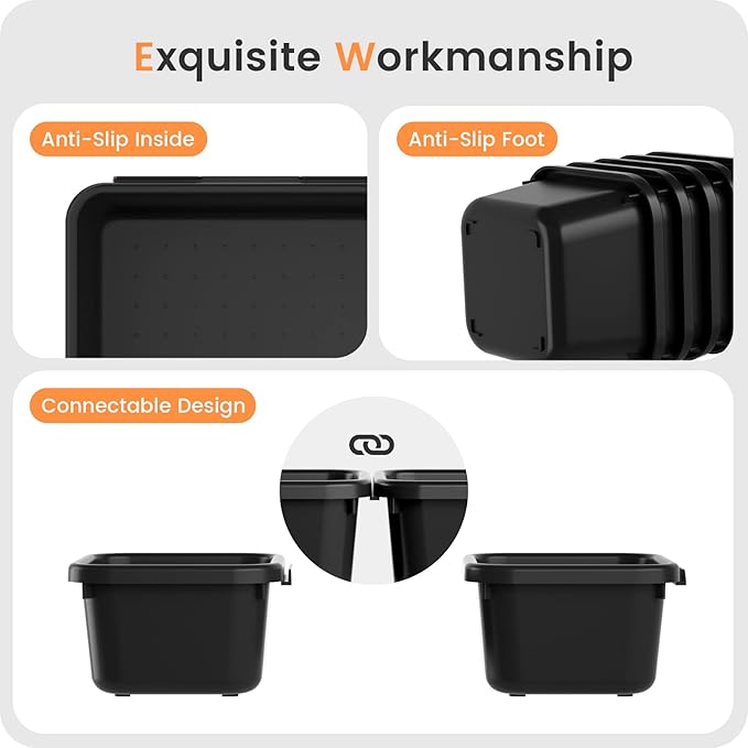 【𝟮𝟴𝗣𝗖𝗦】 【𝟱𝗦𝗶𝘇𝗲】 Black Drawer Organizer, Makeup organizer, 【Holds 177 Items】 Bathroom Organizers and Storage, Plastic Desk Organizer Divider, Organizer Bins for Office Vanity A-LUGEI