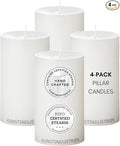 White Pillar Candles, Handmade in Europe, 4 Pack – RSPO Certified, Dripless & Smokeless Velas, Long Burning Candles 70 Hours per Large Candle, Unscented Candle Set (4 pcs, Ø 2.8 in x H 4.7 in, White)