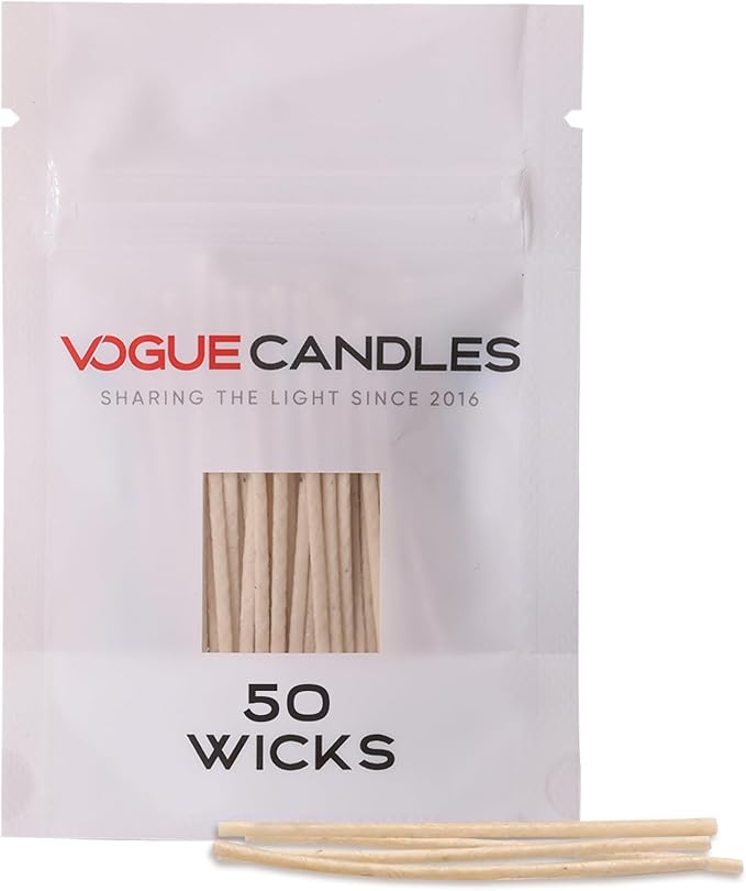 Vogue Candles Cotton Candle Wicks for Candle Making – 50 Pack Clean-Burning Cotton Wicks for Pearled Sand Wax – Self-Extinguishing, Long-Lasting Design for DIY Candles Making Supplies & Home Décor