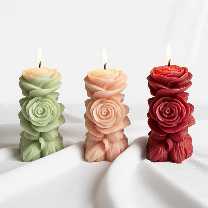 Candle Molds,Rose Pillar Candle Mold for Making Home Decor Wedding Decor Crafts Gifts,Candle Molds for Candle Making,Aromatherapy Candle Making Supplies