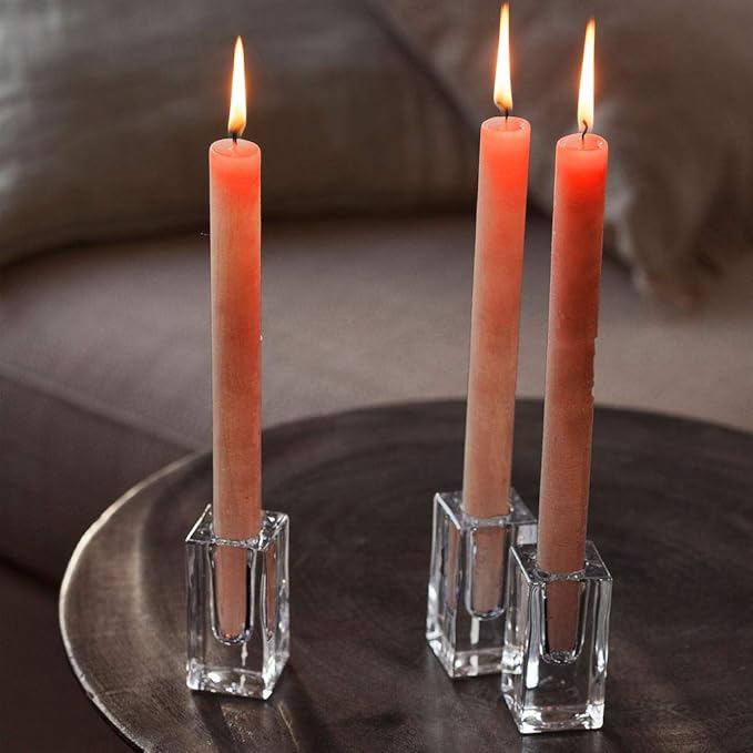 Spaas 12 x 12 Rustic Unscented Household Candles, Paraffin Wax Ginger Orange, D 21 mm x H 250 mm