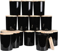 Thick Candle Jars for Making Candles 16 Pcs, 7 OZ Empty Jars with Wood Lids for Candle Making, Sample Container, Glossy Black