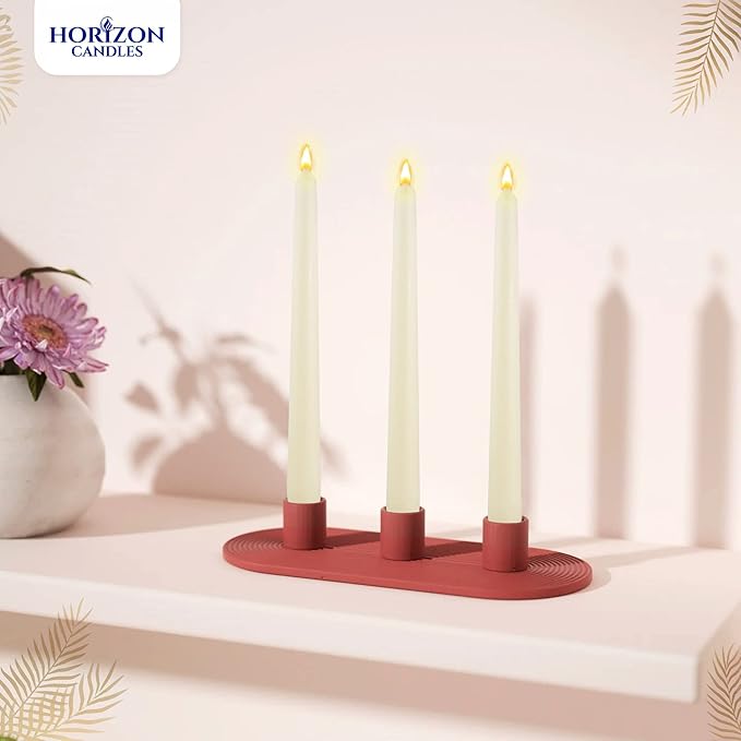 Horizon Unscented 10-Piece Taper Candle Set – 9 Hours Burning Time Smokeless & Dripless Candles for Centerpieces at Wedding, Holiday Dinners, Festive Parties and Home Decor - Cream
