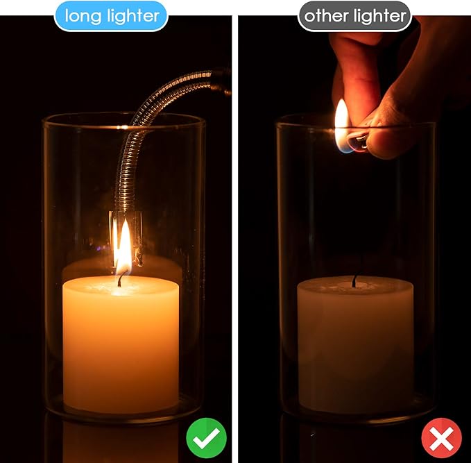 Candle Lighter, Plasma Electric Arc Lighters with 360¡ã Flexible Long Neck and LED Battery Display, USB Rechargeable Windproof Flameless for Camping Kitchen Grill Candle (Black)