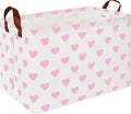 Rectangle Pink Heart Gift Basket,Storage Basket for Girls, Room Decor, Books Shelf Baskets (Pink Heart)
