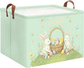 Rectangle Easter Egg Basket,Easter Gift Basket Empty with Handles, Cute Organizer Storage Bin,Books Basket,Room Decor(Green Easter Egg)