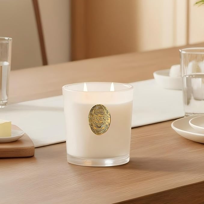 M&SENSE Large Two-Wick Soy Candle | Creamy Vanilla Pie & White | 19.8 oz, 120H Burn Time | Luxury Scented Candle for Relaxation, Gifting, Home Décor | Ideal for Bedroom, Office, Party Ambiance