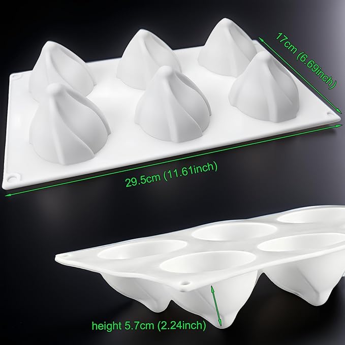 3D Christmas Hat Silicone Molds Large Christmas Molds Xmas Hat Pan Silicone Mold 6-Cavity Christmas Cake Mold for Mousse Cake Muffin Baking Jello Chocolate Ice Cube Soap Candle Lotion Bar Bath Bomb