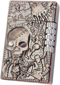 Carving Skull Antique Lighter, Vintage Cool Metal Lighters Refillable, Novelty Lighters for Men for Candles Ideas (No Butane Fuel). (Red Copper)