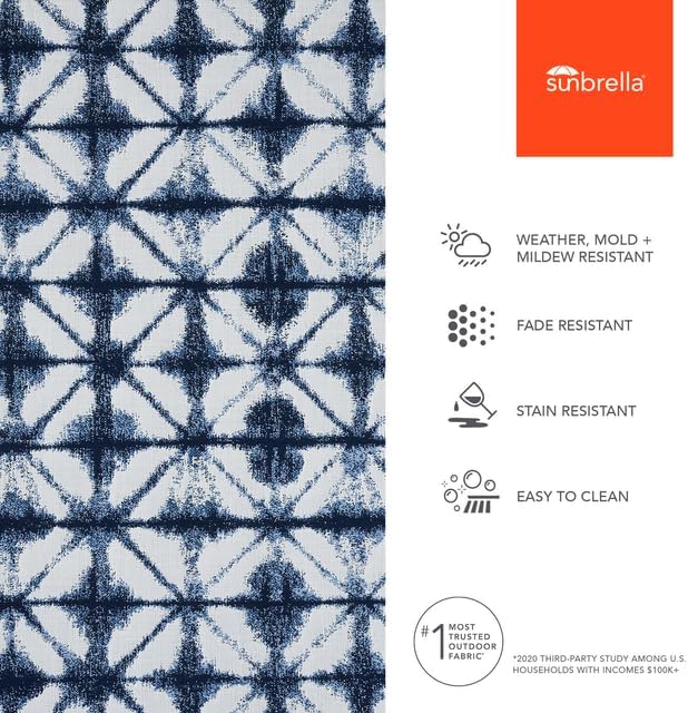 Sunbrella Outdoor Fabric by The Yard | Midori Indigo | Official Sunbrella Seller | Indoor or Outdoor Upholstery Fabric for Chairs, Cushions, Drapery, Pillows, Furniture