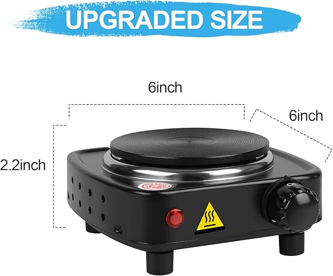 DINGPAI Hot Plate for Candle Making, Black Color Electric Hot Plate for Melting Wax, Chocolate, Candy and More