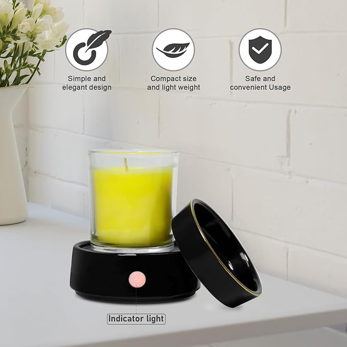 Candle Melt Warmer with Timer Auto Shut-Off Ceramic Electric Wax Burner Melter Timer Adjust Fragrance Intensity for Scented Wax Melts Candle Jars Essential Oils Home Office Gift Decor