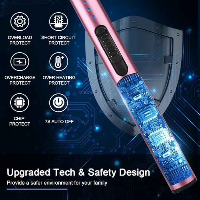 SUPRUS Electric Arc Windproof Flameless USB Rechargeable Lighter with Safety Lock for Candle (Pink, 3 Packs)