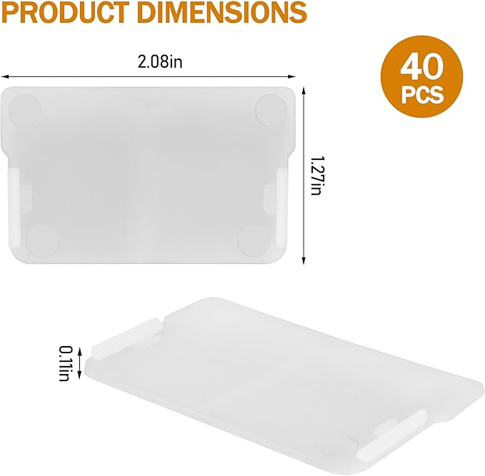 Small Plastic Drawer Dividers for Storage Cabinet, 40716 Width, 40-Pack, Clear and White (40716-40pack)
