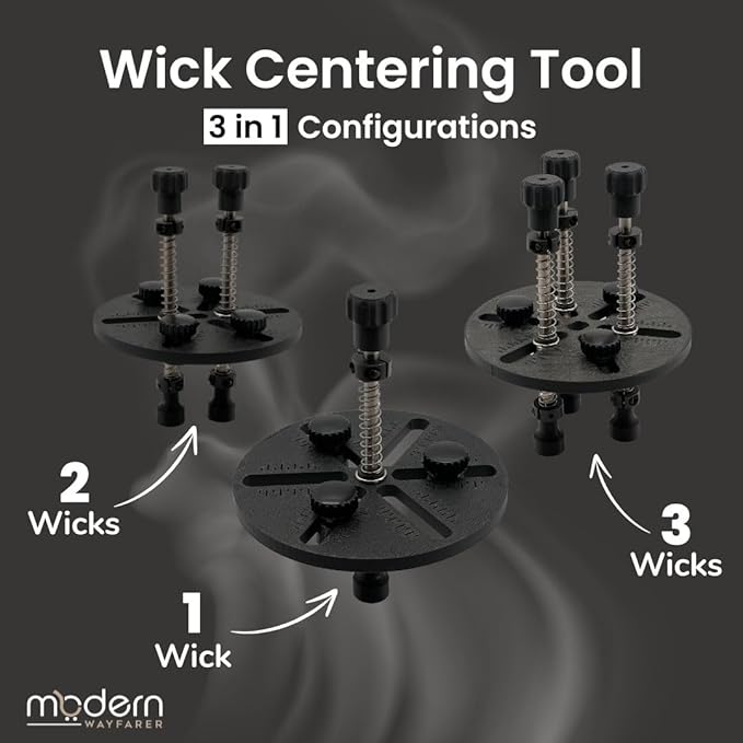Adjustable Candle Wick Centering Tool – 3-Wick Holder for Candle Making Kit – Wick Setter Tool, Wick Placement Device, Candle DIY Accessory – Handmade in USA