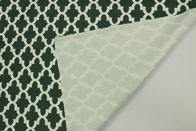 Mybecca Canvas Oxford Fabric Marine Waterproof Outdoor Awning 600 Denier Moroccan Ogee Pattern Green/White (Cut Separate by Yard for Prime Orders-1 Yard) (60"x36")