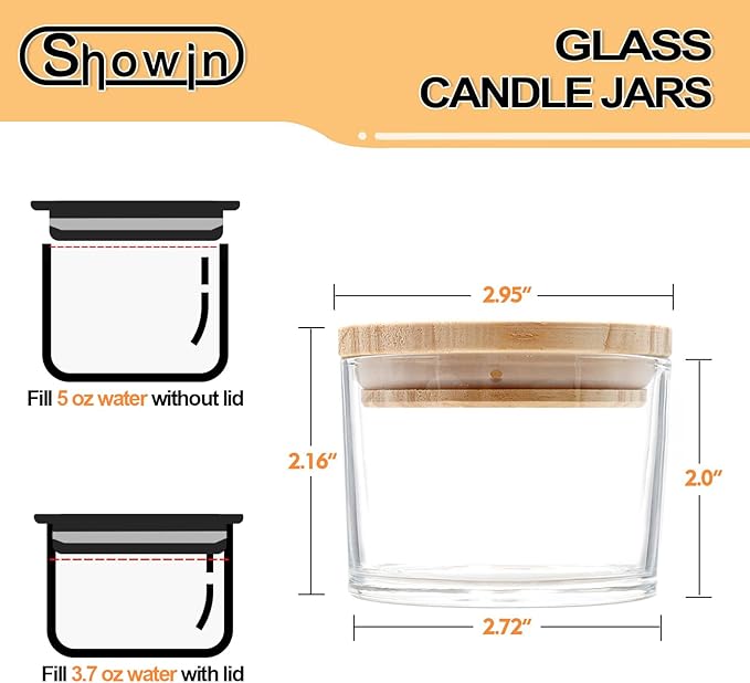 SHOWIN Thick Candle Jars for Making Candles 20 Pcs, 4 OZ Empty Jars with Wood Lids for Candle Making, Sample Container, Clear