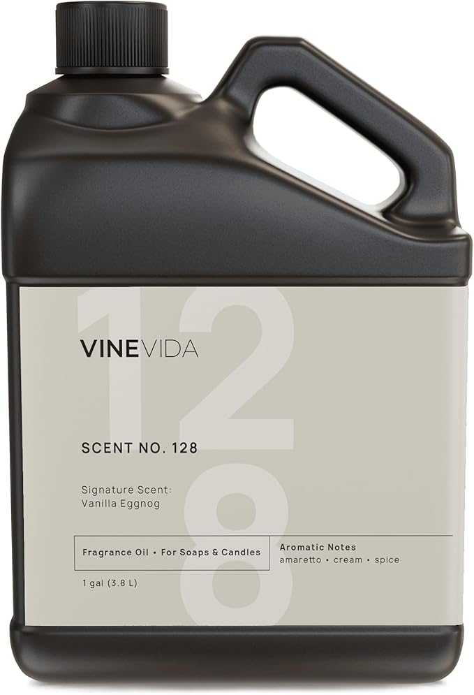 VINEVIDA Scent NO. 128 Fragrance Oil - 1 Gallon (8lbs) - Signature Scent: Vanilla Eggnog Fragrance Oil for Candle Making - Made in USA Candle Scents Scents for Soap Making