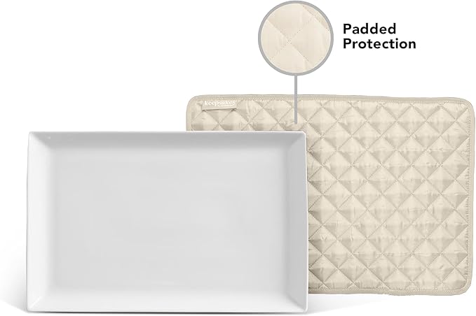 Covermates Keepsakes Quilted Dish Dividers – Set of Padded Plate Protectors for China & Dinnerware Storage, Scratch Protection, Machine Washable, Cream