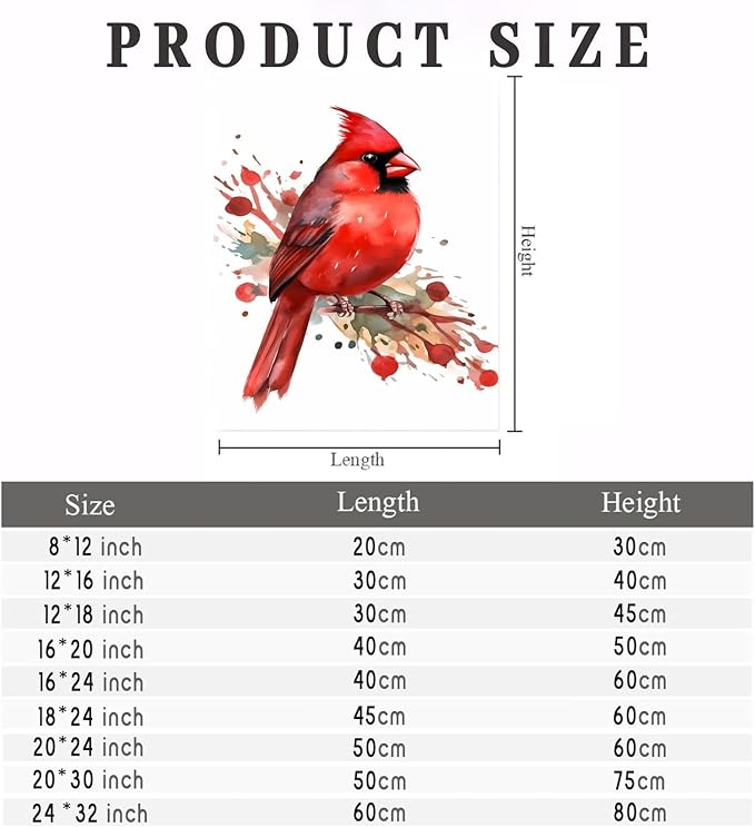 GUAIEUW Proud Red Bird Diamond Painting Kit for Adults, Full Round Diamond Cardinal Bird 5D Diamond Painting DIY Art Crafts for Winter Home Wall Decor Holiday Gift 12x16 Inch