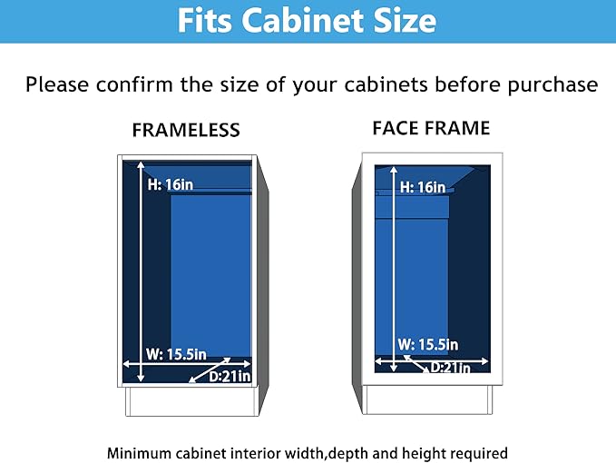 LOVMOR Individual Pull Out Cabinet Organizer, 2 Tier Slide Out Cabinet Drawers, Pots and Pans Organizer and Storage Pantry Shelf for Kitchen (14" W x 18" D)