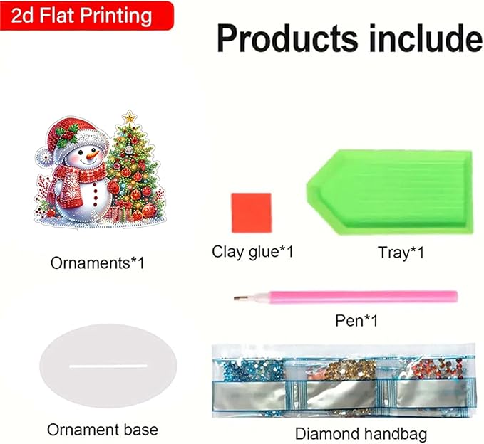 ZeeLionArt Tabletop Diamond Art Painting Kit for Adult,Christmas Snowman DIY Special Shaped Rhinestone Desk Placement Ornament,Home Stand Up Gem Painting Craft Kit,Gift,Double Sided.