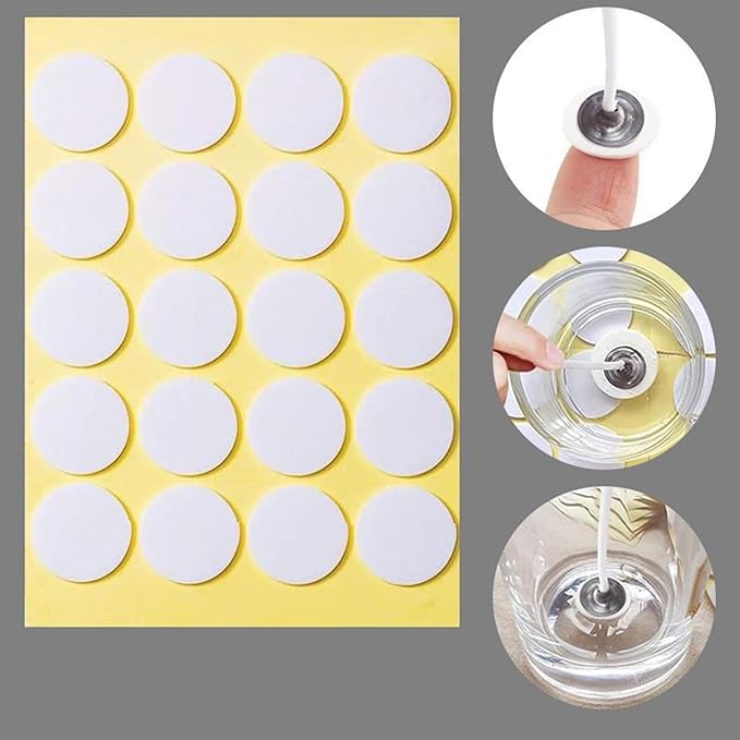 Pack of 20 Sheet Secure and Reliable Candle Wick Stickers Adhesive Heat Resistant Stickers Great for DIY Candle Making, As Pictures Shown