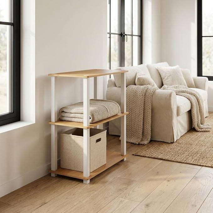 Furnifact Beech White Bookcase, Durable Wooden Construction, Modern Design, Versatile Storage Solution, Elegant Finish